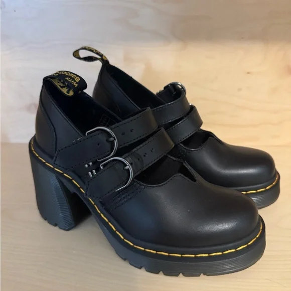 Dr. Martens EVIEE SENDAL LEATHER HEELED SHOES - Picture 1 of 7